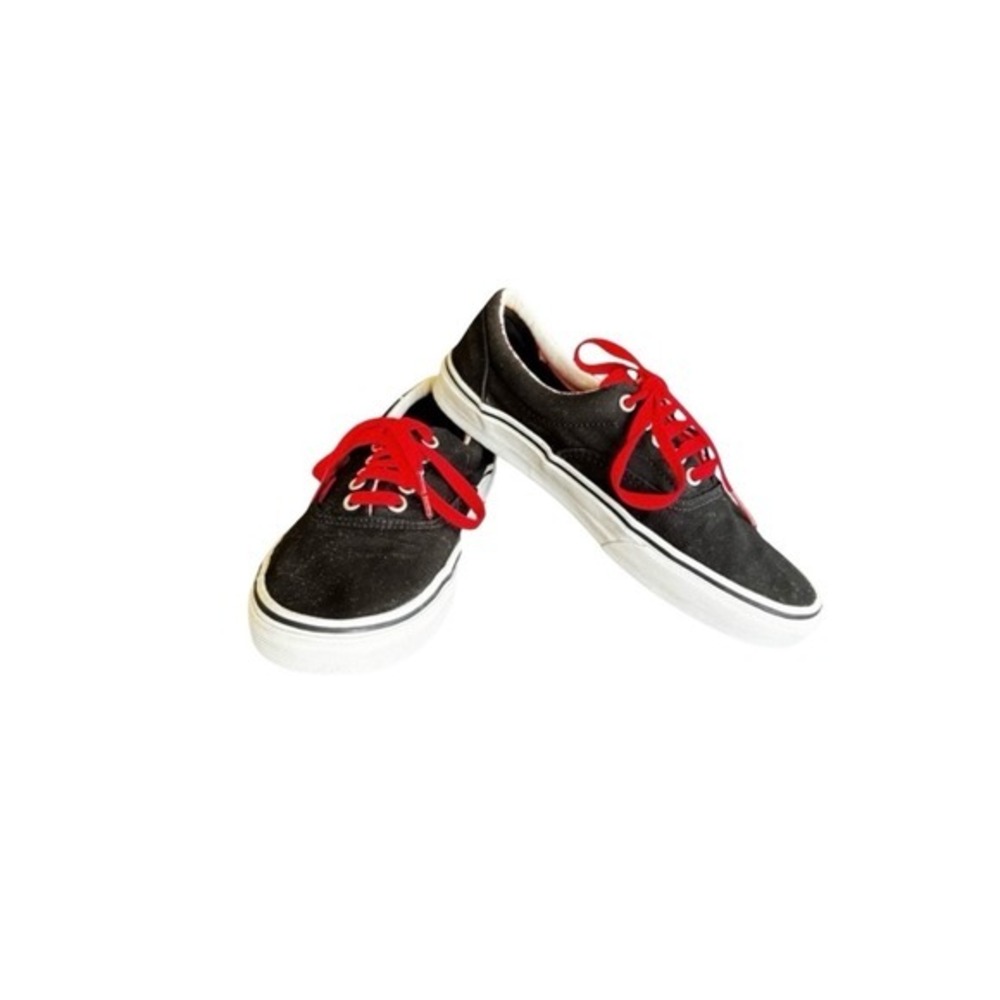 Vans Classic Black with Red Accents Unisex Canvas Sneakers